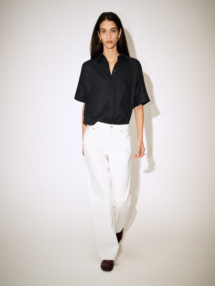 オーバーサイズ半袖リネンシャツ